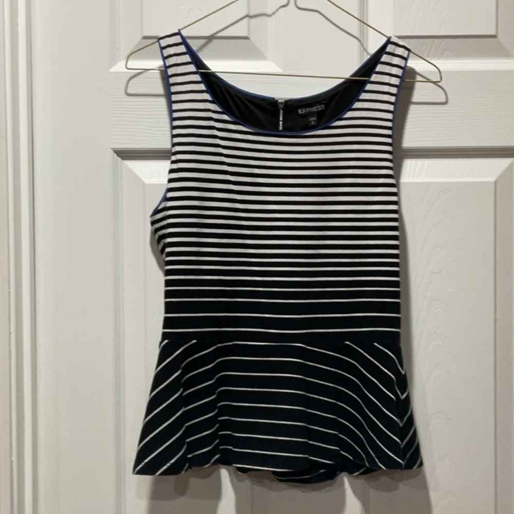 EXPRESS Striped Women’s Peplum Tank soft tshirt stretchy material S